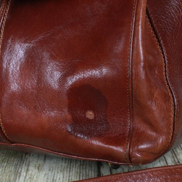 Marino Orlandi Brown Leather Flap Studded Plaid Lined Crossbody Purse Handbag - Picture 8 of 12